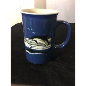 OTAGIRI Dolphins Blue MUG Cup Japan Black And White Dolphins Sea Birds